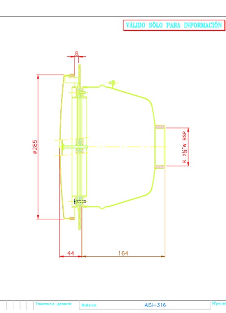 ����� ����, Ø 285 ��, 2 1/2", AISI-316, ��� ��������� � ������� ��������� ���. 20091